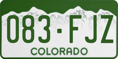 CO license plate 083FJZ