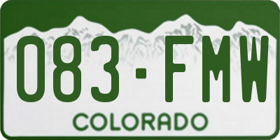 CO license plate 083FMW