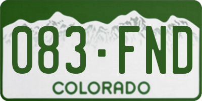 CO license plate 083FND