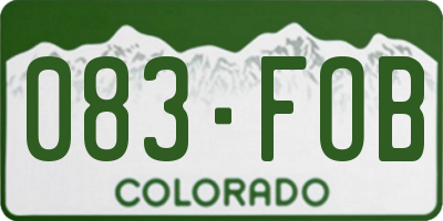 CO license plate 083FOB
