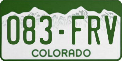 CO license plate 083FRV