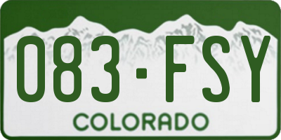 CO license plate 083FSY