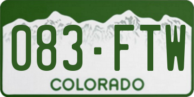 CO license plate 083FTW