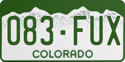 CO license plate 083FUX