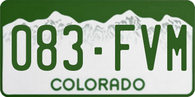 CO license plate 083FVM