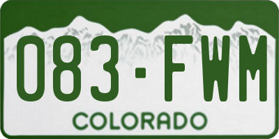 CO license plate 083FWM