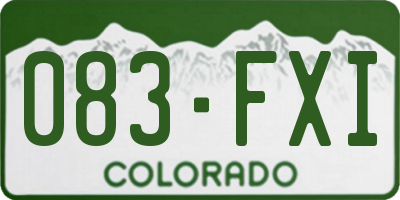 CO license plate 083FXI