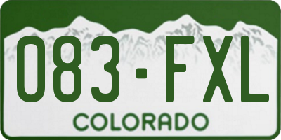 CO license plate 083FXL