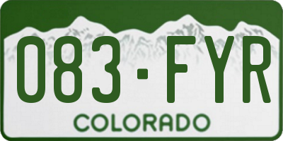 CO license plate 083FYR