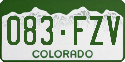 CO license plate 083FZV