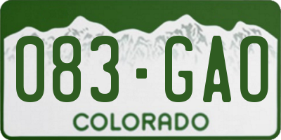 CO license plate 083GAO