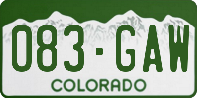 CO license plate 083GAW