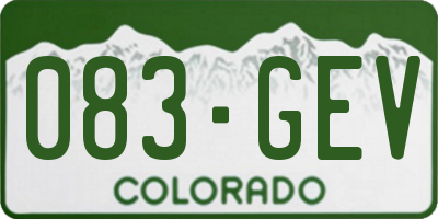 CO license plate 083GEV