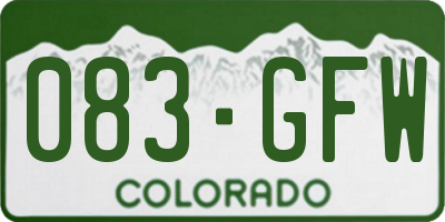 CO license plate 083GFW