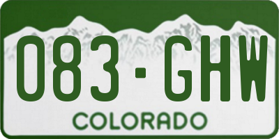 CO license plate 083GHW
