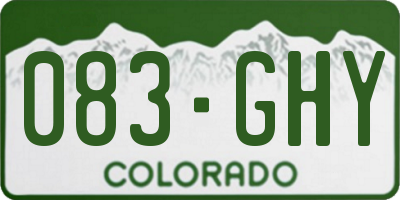 CO license plate 083GHY