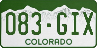 CO license plate 083GIX