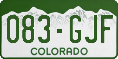 CO license plate 083GJF