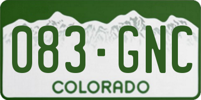CO license plate 083GNC