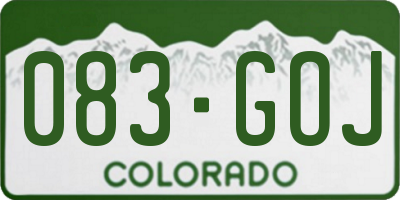 CO license plate 083GOJ