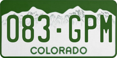 CO license plate 083GPM