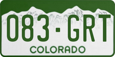 CO license plate 083GRT