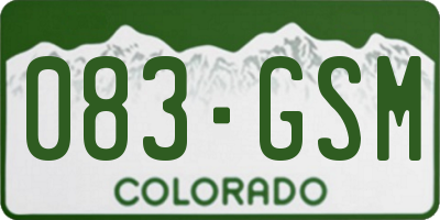 CO license plate 083GSM