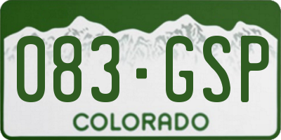 CO license plate 083GSP