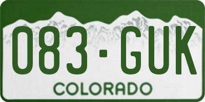 CO license plate 083GUK