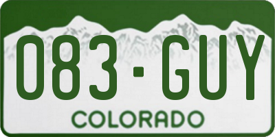 CO license plate 083GUY