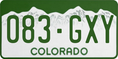 CO license plate 083GXY