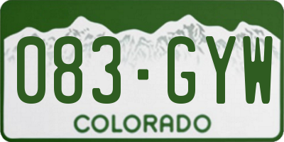 CO license plate 083GYW