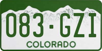 CO license plate 083GZI
