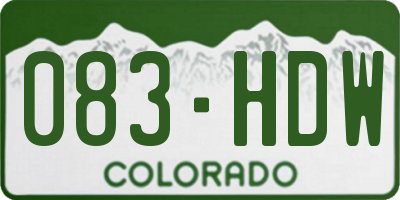 CO license plate 083HDW