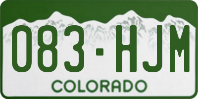 CO license plate 083HJM