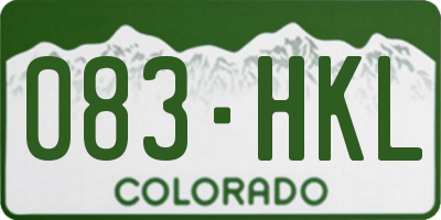 CO license plate 083HKL