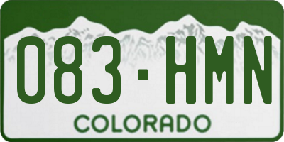 CO license plate 083HMN