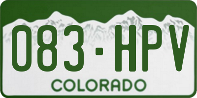 CO license plate 083HPV