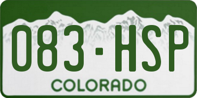 CO license plate 083HSP