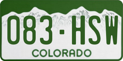 CO license plate 083HSW