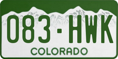 CO license plate 083HWK