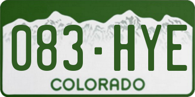 CO license plate 083HYE