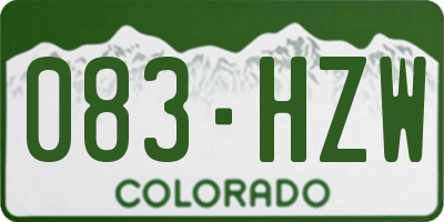 CO license plate 083HZW