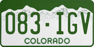 CO license plate 083IGV