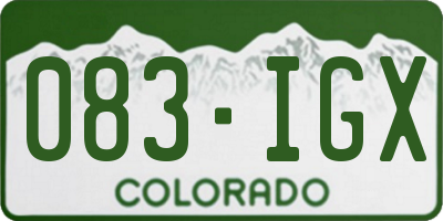 CO license plate 083IGX