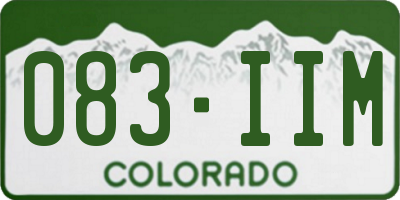 CO license plate 083IIM