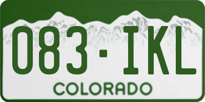 CO license plate 083IKL
