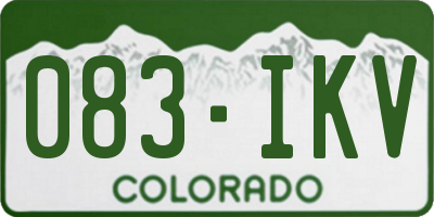 CO license plate 083IKV