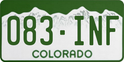 CO license plate 083INF