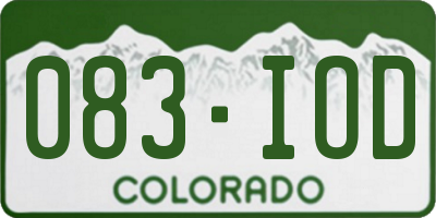 CO license plate 083IOD